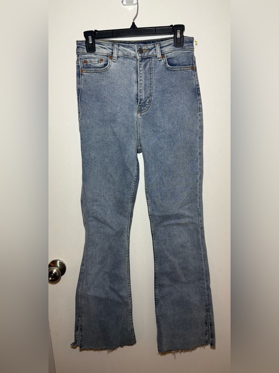 Denim - Motel Women's Light Wash Bootcut Slit Leg Frayed Design Denim Jeans Size XS
